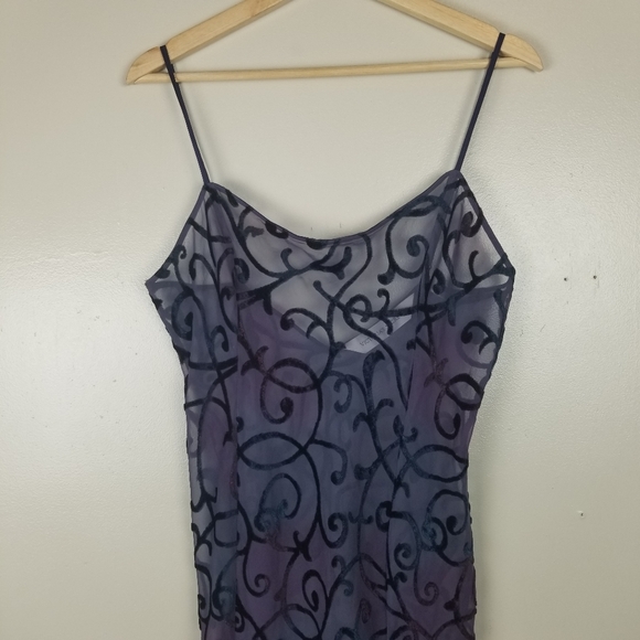 VINTAGE VICTORIA’S SECRET Ombré Y2K Mesh See Through Slip Dress Lingerie Velvet - Picture 4 of 13
